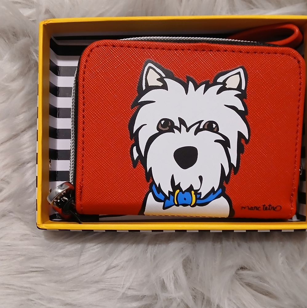 RED MARC TETRO Wallet with White Terrier Dog Design